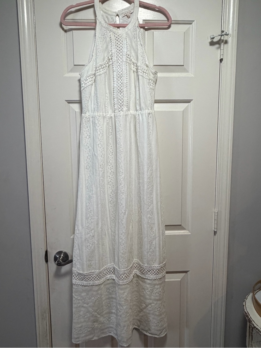 Skies Are Blue White Lace Halter Dress